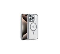 Cool Funda Magnética Transparente con Borde Plata para iPhone 15 Pro Max