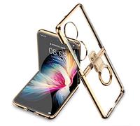 Funda COQUE Huawei P50 Pocket,Estuche para teléfono con Todo Incluido Shell con Soporte de Video de Anillo, Carcasa Plegable para Huawei P50 Pocket-Oro