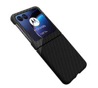 Funda COQUE Motorola RAZR 40 Ultra Shell, Funda de teléfono Plegable de Fibra de Carbono para Motorola RAZR 40 Ultra 5G-Negro Plata