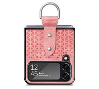 Funda COQUE para Samsung Galaxy Z Flip 4 5G, Funda de Malla con Relieve para teléfono con Anillo, Funda para Samsung Galaxy Z Flip 4 5G-Rosado
