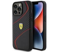 Funda Cover Case iPhone 15 Pro Max Ferrari Cuero Sintético Negro Rojo