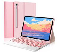 Funda Cover Teclado para Samsung Galaxy Tab S9 FE 10.9" 2023, Compatible con Samsung Galaxy Tab S10 FE 10.9"/S9 11", Teclado Bluetooth Magnético Retroiluminado de 7 colores con Smart Touchpad, Rosa