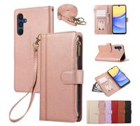Funda cruzada para Samsung Galaxy A22 5G, cierre de cordón de piel sintética de alta calidad, funda magnética para Samsung Galaxy A22 5G con ranuras para tarjetas, color oro rosa