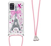 Funda cruzada para Samsung Galaxy A36 con cordón ajustable, cuerda desmontable, purpurina líquida, brillante, flotante, correa de arena movediza, funda delgada de silicona para teléfono, torre