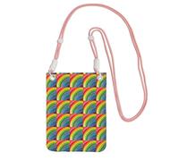 Funda cruzada para teléfono con estampado de rayas de color arcoíris. Se adapta a todos los teléfonos celulares. Uso para correr, caminar, ciclismo, Rosado, Talla única