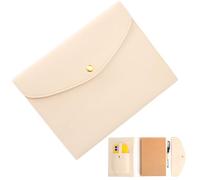 Funda cuaderno A5 de PU color crema - book cover elegante con ranuras para tarjetas, superficie fácil de limpiar y estructura firme, como funda Lebenskompass para oficina y para llevar
