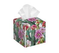 Funda cuadrada de cuero para caja de pañuelos, acuarela, plantas tropicales, cactus florales, dibujos animados, soporte organizador de papel facial, dispensador para mesa, baño, mesa, coche