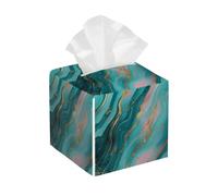 Funda cuadrada de cuero para caja de pañuelos, diseño abstracto de mármol turquesa, organizador de papel facial, dispensador para mesa, baño, mesa de coche