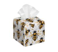 Funda cuadrada de cuero para caja de pañuelos, diseño de animales salvajes, abeja, organizador de papel facial, dispensador para mesa, baño, mesa de coche