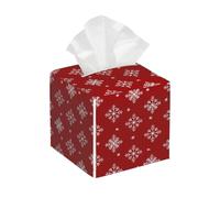 Funda cuadrada de cuero para caja de pañuelos, diseño de copo de nieve de Navidad, organizador de papel facial, dispensador para mesa, baño, mesa de coche