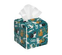 Funda cuadrada de cuero para caja de pañuelos, diseño de dibujos animados, organizador de papel facial, dispensador para mesa, baño, mesa de coche