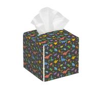 Funda cuadrada de cuero para caja de pañuelos, diseño de dinosaurio tropical, organizador de papel facial, dispensador para mesa, baño, mesa de coche