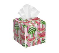 Funda cuadrada de cuero para caja de pañuelos, diseño de sandía de frutas de verano, acuarela, patrón de dibujos animados, organizador de papel facial, dispensador para mesa, baño, mesa de coche