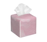 Funda cuadrada de cuero para caja de pañuelos, líneas blancas, soporte para pañuelos de color rosa, organizador de papel facial, dispensador para mesa, baño, mesa de coche