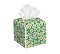 Funda cuadrada de cuero para caja de pañuelos, margaritas verdes_Backg_8C006659-D04C-4Bb9-9Eab-935Ef605741C, organizador de papel facial, dispensador para mesa, baño, mesa de coche