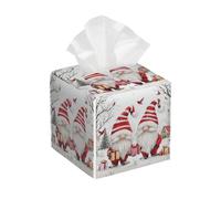 Funda cuadrada de cuero para caja de pañuelos, Navidad, invierno, vacaciones, bosque nevado con soporte de pañuelos de gnomo, organizador de papel facial, dispensador para mesa, baño, mesa de coche