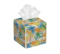 Funda cuadrada de cuero para caja de pañuelos, palmera tropical, cocotero, organizador de papel facial, dispensador para mesa, baño, mesa de coche