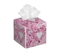 Funda cuadrada de cuero para caja de pañuelos, para el día de San Valentín, textura de corazones rosados, organizador de papel facial, dispensador para mesa, baño, mesa de coche