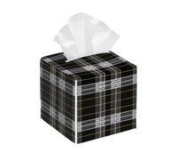 Funda cuadrada de cuero para caja de pañuelos, soporte de pañuelos a cuadros de búfalo, organizador de papel facial, dispensador para mesa, baño, mesa de coche