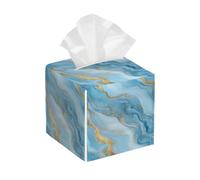 Funda cuadrada de cuero para caja de pañuelos, soporte de pañuelos de mármol azul, organizador de papel facial, dispensador para mesa, baño, mesa de coche