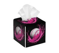 Funda cuadrada de cuero para caja de pañuelos, soporte para pañuelos de béisbol, organizador de papel facial, dispensador para mesa, baño, mesa de coche