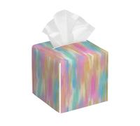 Funda cuadrada de cuero para caja de pañuelos, soporte para pañuelos de mármol arcoíris, organizador de papel facial, dispensador para mesa, baño, mesa de coche