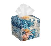 Funda cuadrada de piel sintética para caja de pañuelos con temática de mar tropical, dispensador de papel para cocina, baño, dormitorio, tocador, mesitas de noche