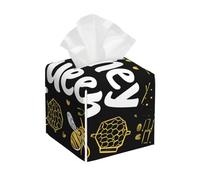 Funda cuadrada de piel sintética para caja de pañuelos de abeja y corona, organizador de papel para cocina, baño, dormitorio, tocador, mesitas de noche