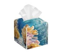 Funda cuadrada de piel sintética para caja de pañuelos de color coral tropical, dispensador de papel para cocina, baño, dormitorio, tocador, mesitas de noche