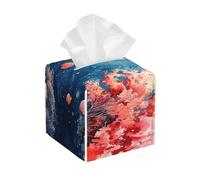 Funda cuadrada de piel sintética para caja de pañuelos de coral tropical, dispensador de papel para cocina, baño, dormitorio, tocador, encimera, mesitas de noche