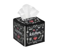 Funda cuadrada de piel sintética para pañuelos, herramienta de cocina en negro, organizador facial para mesa del hogar, tocador de baño, dormitorio, oficina