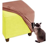 Funda Cuadrada de Terciopelo para Otomana Elástica Gruesa A Cuadros con Base Elástica Extraíble Y Lavable Protector de Taburete (Camel 45 cm)