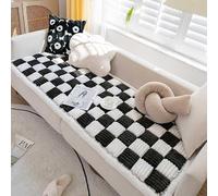 Funda cuadrada grande a cuadros para mascotas, divertida y mullida de color crema. Protege tus muebles con esta elegante y cómoda funda de sofá para mascotas