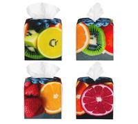 Funda cuadrada para caja de pañuelos con estampado de frutas y arcoíris para sala de estar, dormitorio, oficina, organizador
