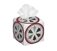 Funda cuadrada para caja de pañuelos de piel sintética, diseño de árbol de Navidad en rojo y negro, organizador facial de búfalo para mesa del hogar, tocador de baño, dormitorio, oficina