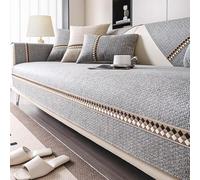 Funda Cubre Sofá, Fundas Antideslizantes Vintage De AlgodóN Y Lino para Sofá, Fundas Sofa 1 2 3 Plazas, Funda para Sofa Universal Lavable,Gris,43 * 82in/110 * 210cm