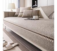 Funda Cubre Sofá, Fundas Antideslizantes Vintage De AlgodóN Y Lino para Sofá, Fundas Sofa 1 2 3 Plazas, Funda para Sofa Universal Lavable,Caqui,36 * 82in/90 * 210cm