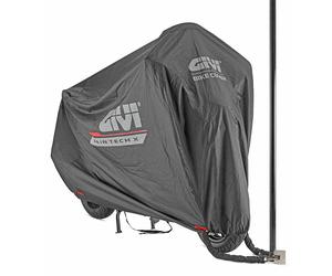 Funda cubremoto impermeable Rain Tech-X en tejido técnico, con elástico en la base y ventana transparente para mostrar la matrícula, talla L.