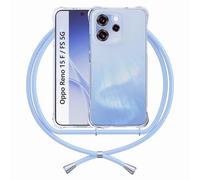 Funda Cuerda Compatible con OPPO Reno 15 F/Reno 15 FS 5G, Carcasa Cojín de Aire Transparente Clear Silicona Esquinas Reforzadas Anti Amarillo Cordón Cover, Azul