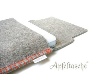 Funda de 33.02 cm para Mac-Book iBook /// Gris-Colour Colour naranja /// Cosido a mano en Berlín)