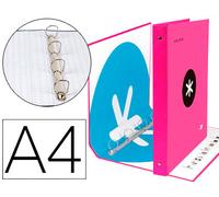 Funda de 4 Anillas 40 mm Mixta Antartik A4 Rayado Color Rosa