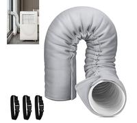 Funda de aislamiento portátil de manguera de CA para mangueras de escape de 5 y 5.9 pulgadas, fácil de instalar con 3 correas de hebilla ajustables, aislante gris de ahorro de energía para aumentar la