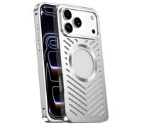 Funda De Aleación De Aluminio For iPhone 17/17 Air/17 Pro/17 Pro MAX, Compatible con Carga Inalámbrica, Carcasa A Prueba De Golpes, Cubierta Magnética Hueca con Disipación De Calor.(Silver,17 Pro)