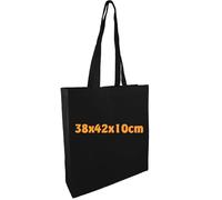 Funda de algodón yute Bolsa unbedruckt con pliegue de páginas de & y dos asas largas negro 38 x 42 x 10 cm 10 unidades)