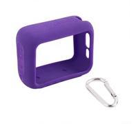 Funda de almacenamiento de silicona para altavoz JBL GO4 con material amortiguador de golpes y sistema de fijación sin complicaciones (morado)