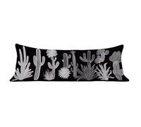Funda de Almohada 30 x 90 cm en Blanco y Negro Protector Almohada 90 cm con Cremallera Invisible, Terciopelo Suave Pillow Case Largas Planta Impresión a Doble Cara para Cama, Sofá y Dormitorio dg-37