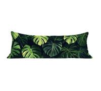 Funda de Almohada 30 x 90 cm Verde Protector Almohada 90 cm con Cremallera Invisible, Terciopelo Suave y Transpirable Pillow Case Largas Hoja Impresión a Doble Cara para Cama, Sofá y Dormitorio dg-89