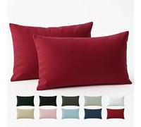 Funda de Almohada 30x50 Algodón Reforzado (Pack de 2) - Burdeos - Tela Apretada de 57 Hilos/cm² - Funda Almohada 30 x 50 - Certificación Oeko Tex - Dreamzie