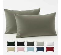 Funda de Almohada 30x50 Algodón Reforzado (Pack de 2) - Gris Claro - Tela Apretada de 57 Hilos/cm² - Funda Almohada 30 x 50 - Certificación Oeko Tex - Dreamzie