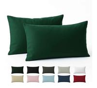 Funda de Almohada 30x50 Algodón Reforzado (Pack de 2) - Verde - Tela Apretada de 57 Hilos/cm² - Funda Almohada 30 x 50 - Certificación Oeko Tex - Dreamzie
